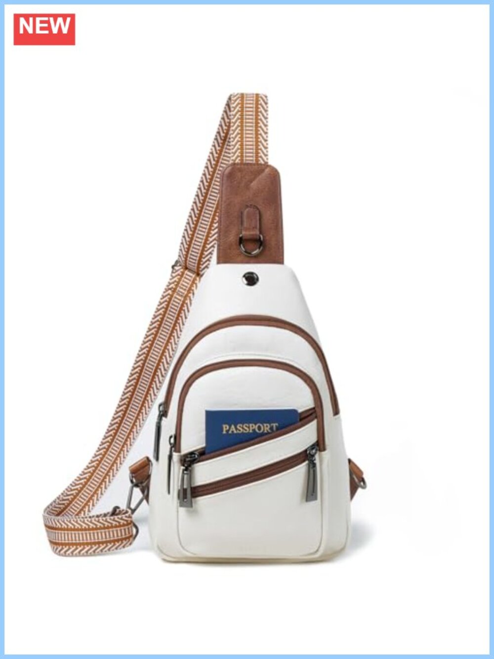 Vegan Leather Sling Bag Crossbody Fanny Pack Travel Chest Bag Adjustable